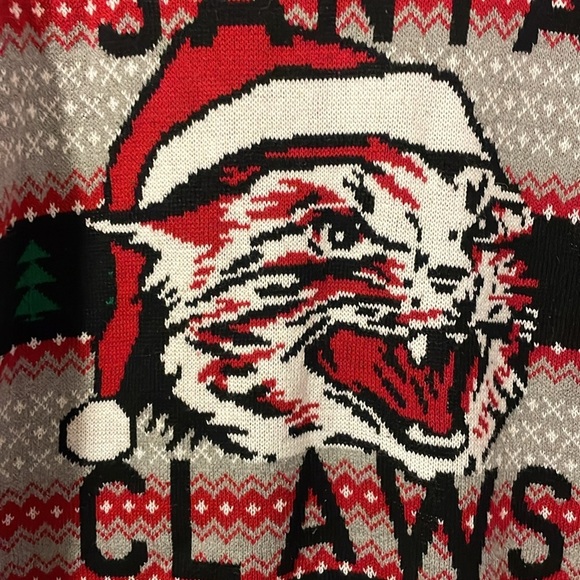 Ugly Christmas Sweater Santa Claws Angry Kitty Knit Sweater size XL - Picture 4 of 12